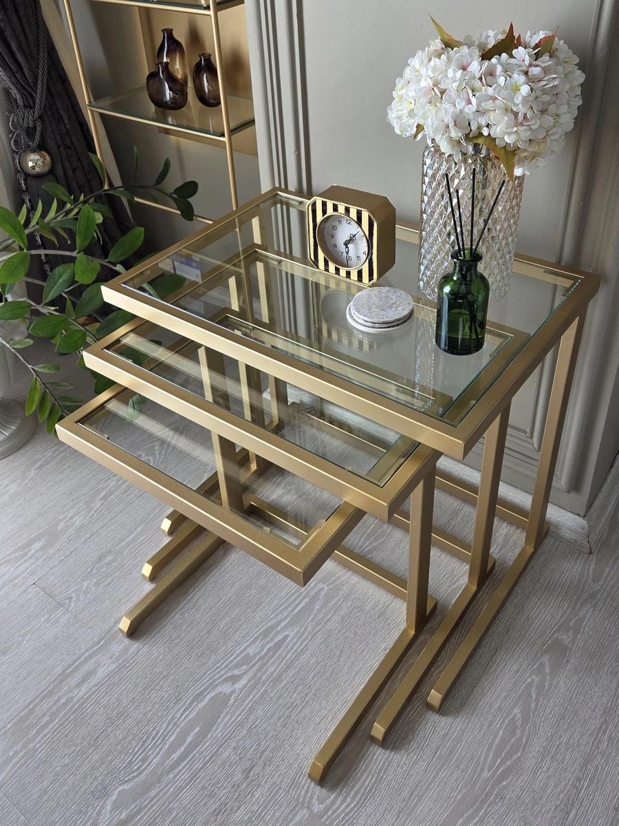 Jumbo-C 3’lü Zigon Sehpa Mat Gold