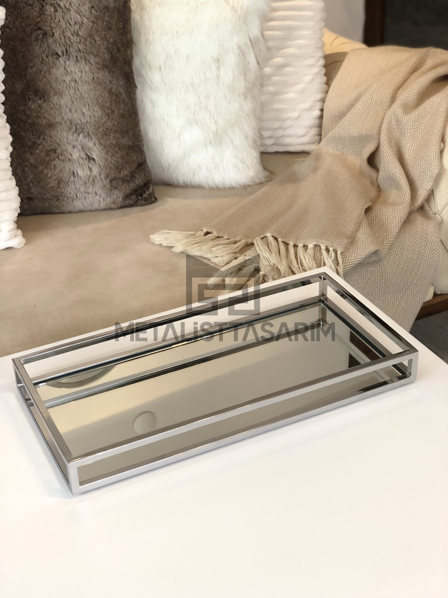 Sefa Dekoratif Aynalı Tepsi Paslanmaz Çelik 25x50cm