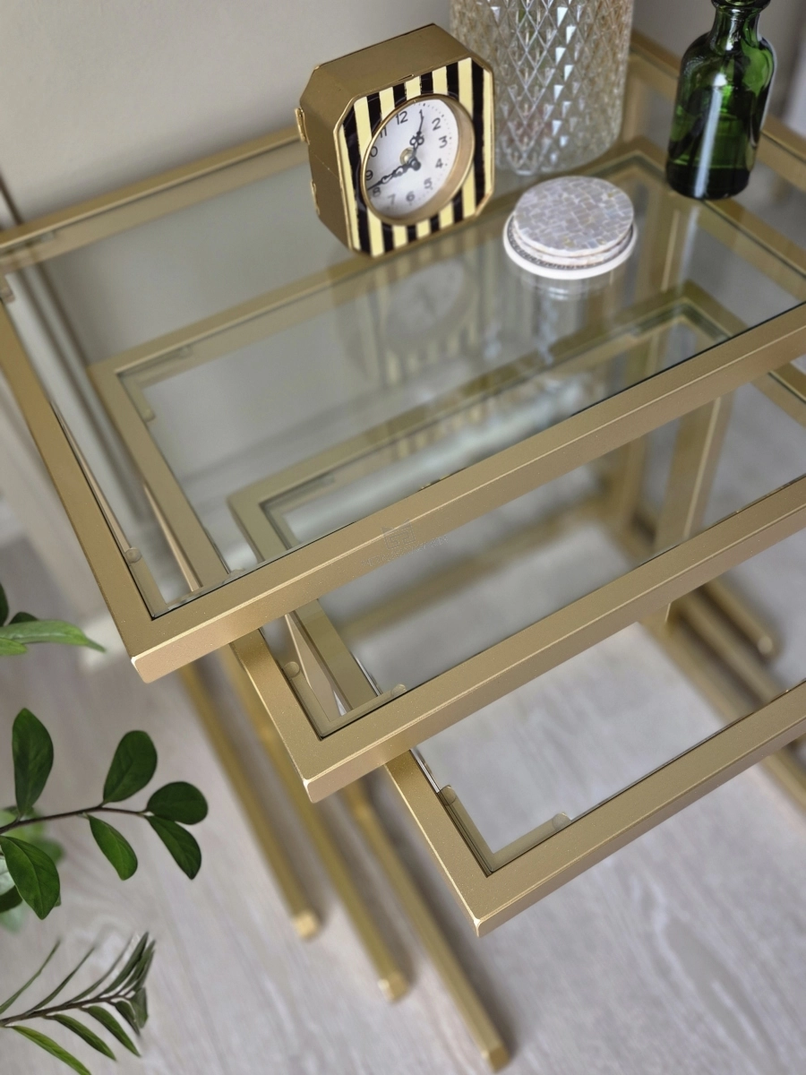 Jumbo-C 3’lü Zigon Sehpa Mat Gold