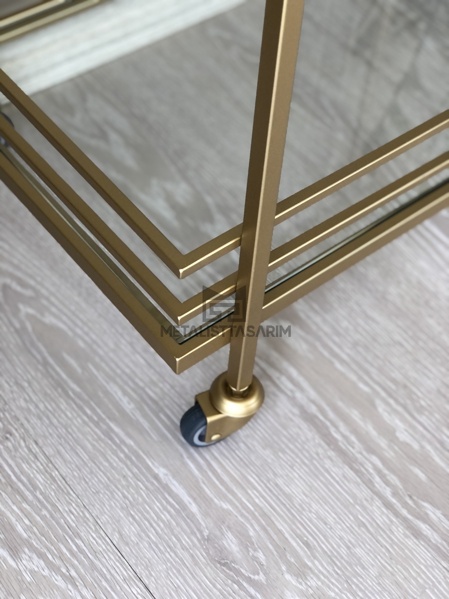 Sefa Dekoratif Servis Arabası Mat Gold