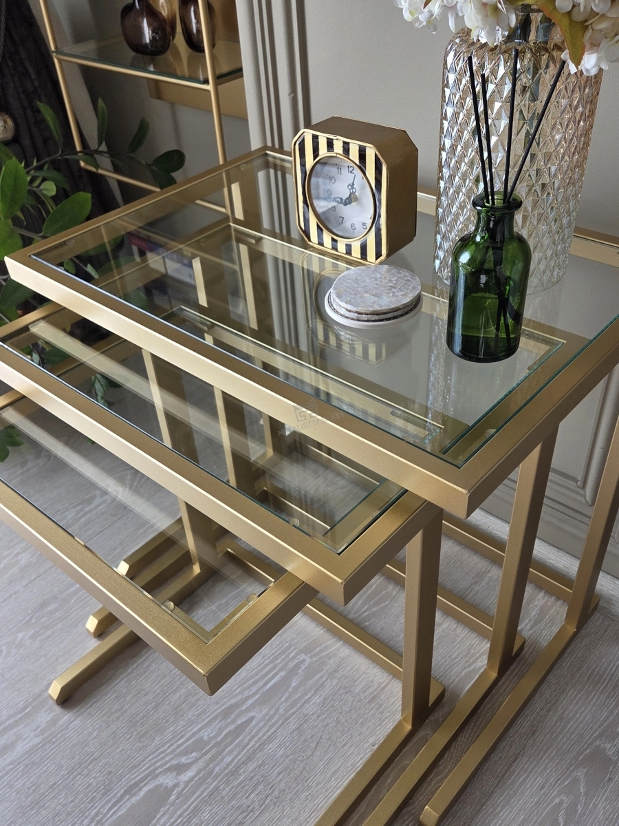 Jumbo-C 3’lü Zigon Sehpa Mat Gold