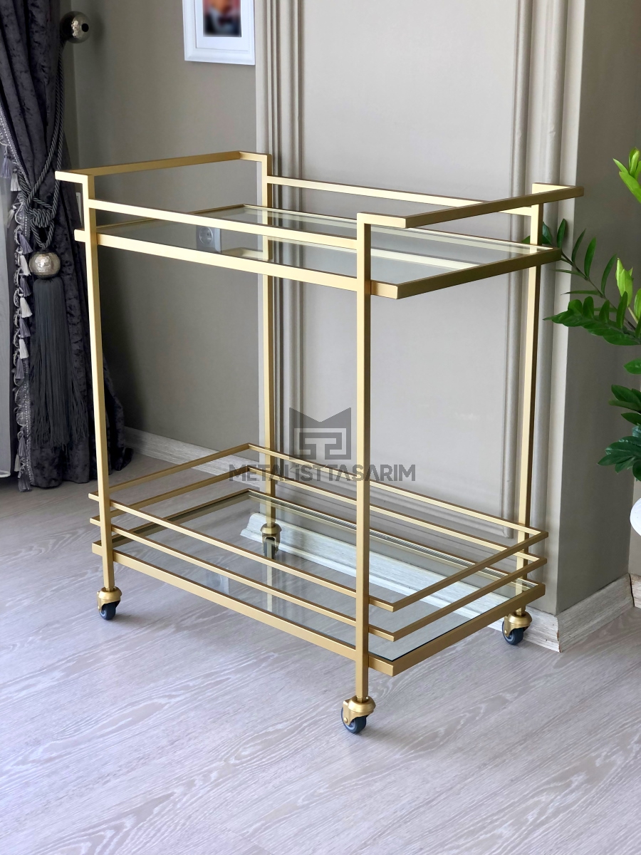 Sefa Dekoratif Servis Arabası Mat Gold