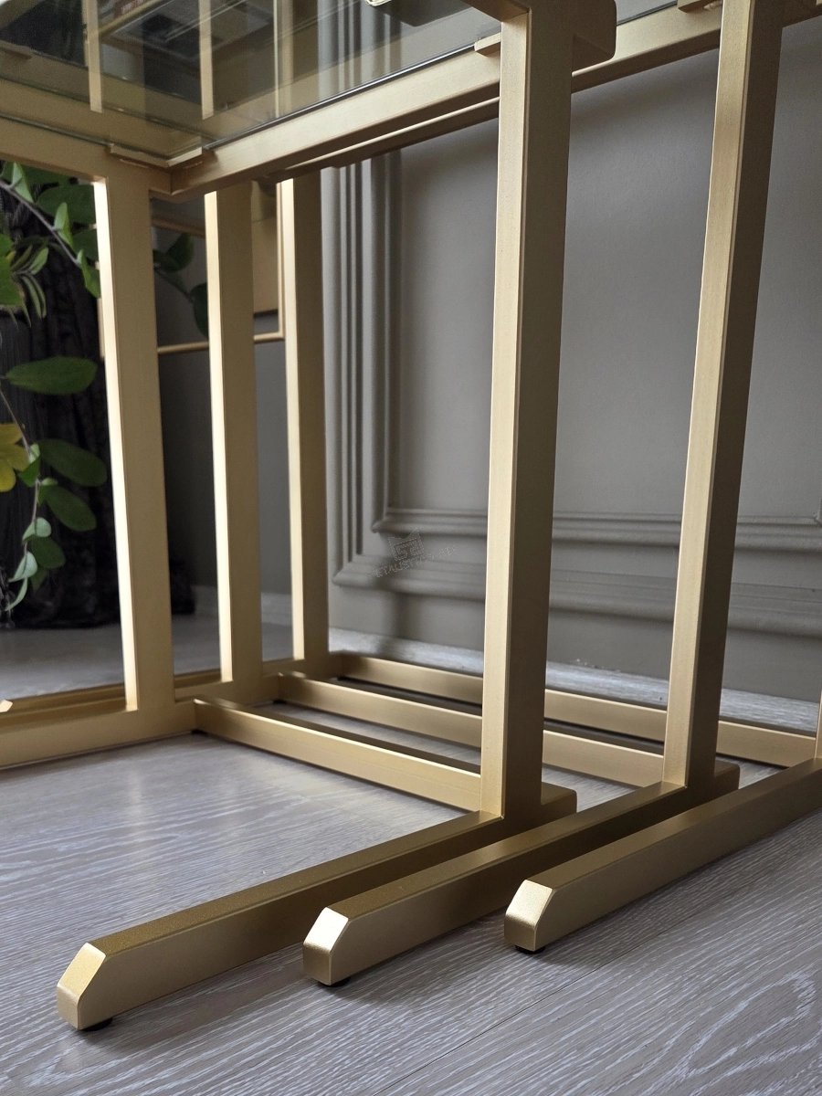 Jumbo-C 3’lü Zigon Sehpa Mat Gold