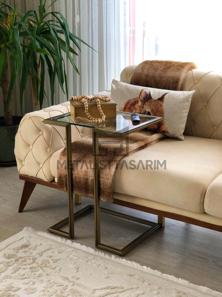 Mina C Sehpa Antik Gold
