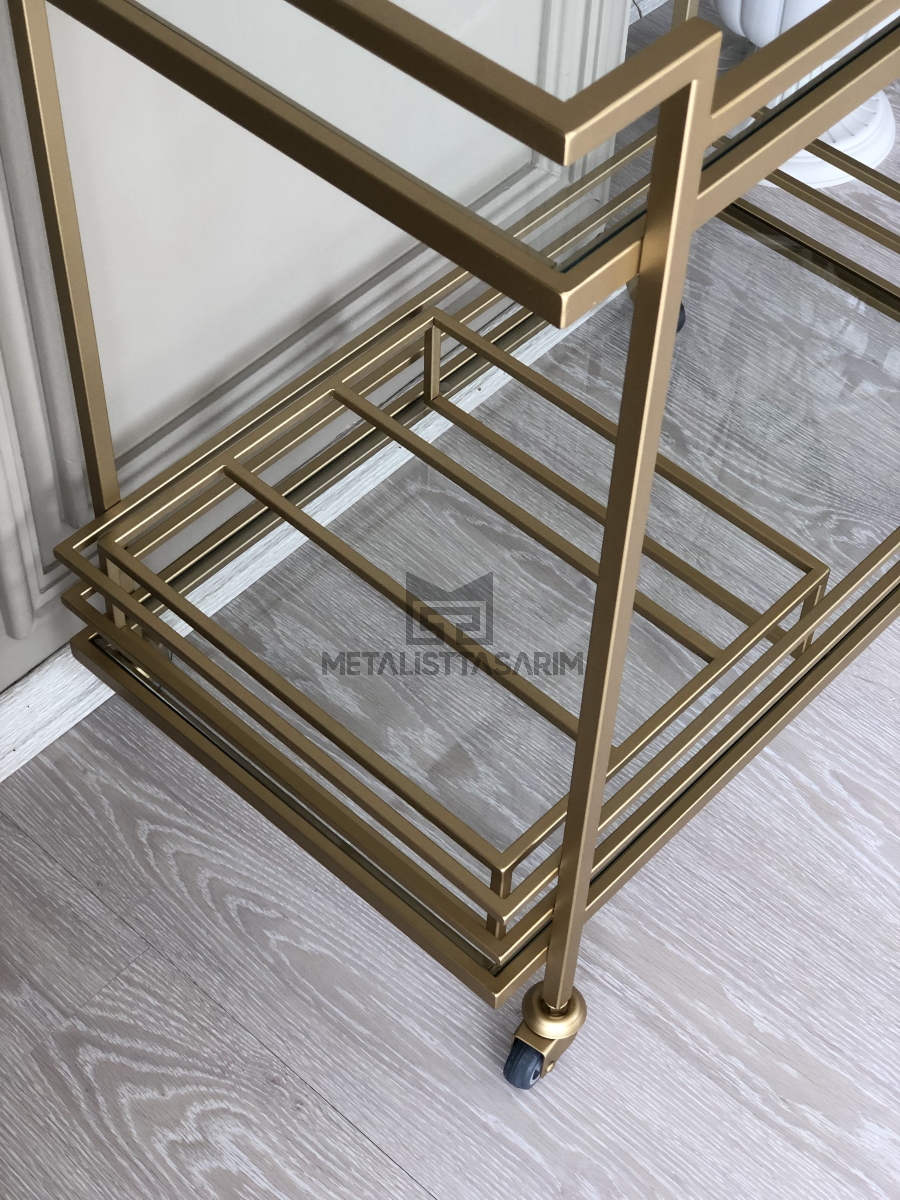 Sefa Dekoratif Servis Arabası Mat Gold