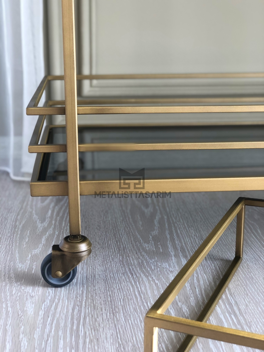 Sefa Dekoratif Servis Arabası Antik Gold