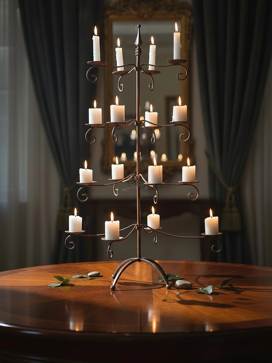 Özel Yapım Dekoratif Mum Ağacı Paslı Metal