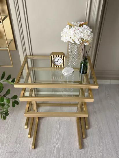 Jumbo-C 3’lü Zigon Sehpa Mat Gold