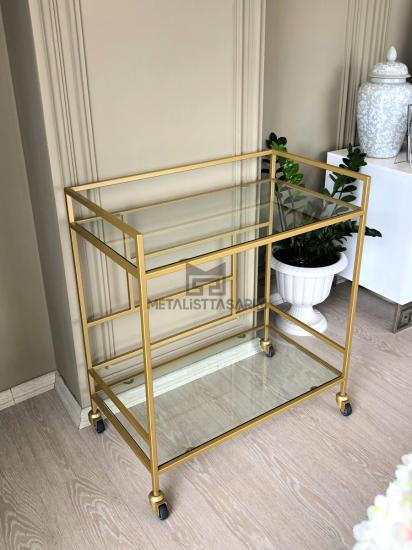 Doğa Dekoratif Servis Arabası Mat Gold