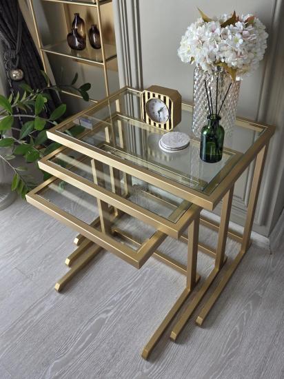 Jumbo-C 3’lü Zigon Sehpa Mat Gold
