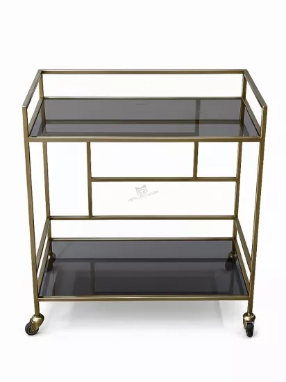 Doğa Dekoratif Servis Arabası Antik Gold