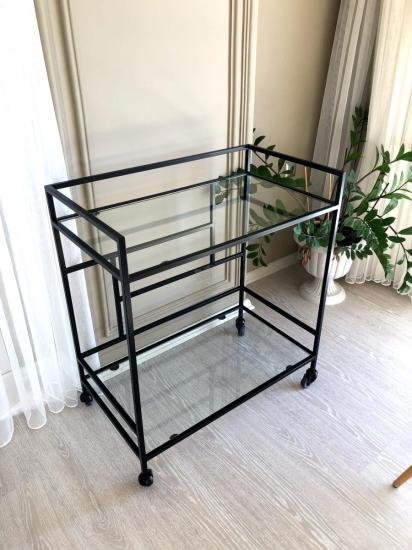 Doğa Dekoratif Servis Arabası Mat Siyah