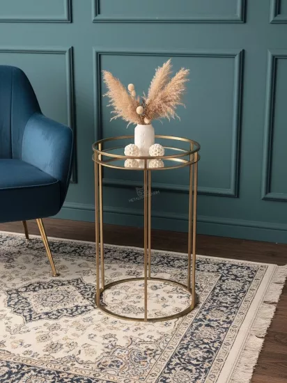 Sefa Yuvarlak Yan Sehpa Mat Gold